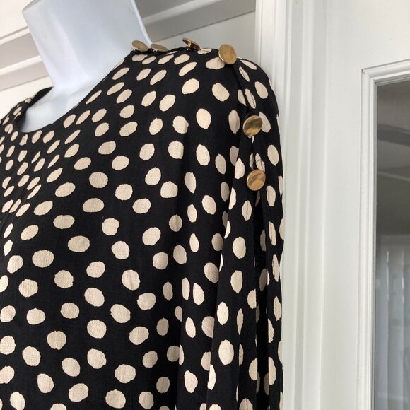 Zara Black Cream Polka Dot Mini Dress  Small - Picture 4 of 8